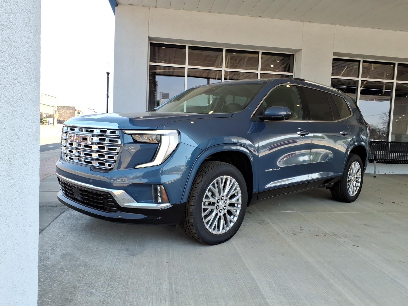 2026 GMC Acadia Denali in Downpour Metallic — front three-quarter view